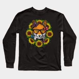 Fox Sunflowers Long Sleeve T-Shirt